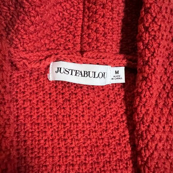 JustFab Long Line Open Front Knit Duster Cardigan Size Medium Boho Cottagecore - Picture 4 of 9